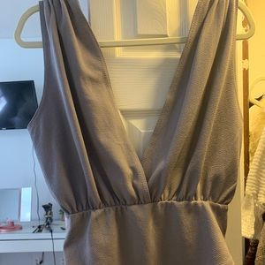 Deep V- Going out grey body suit